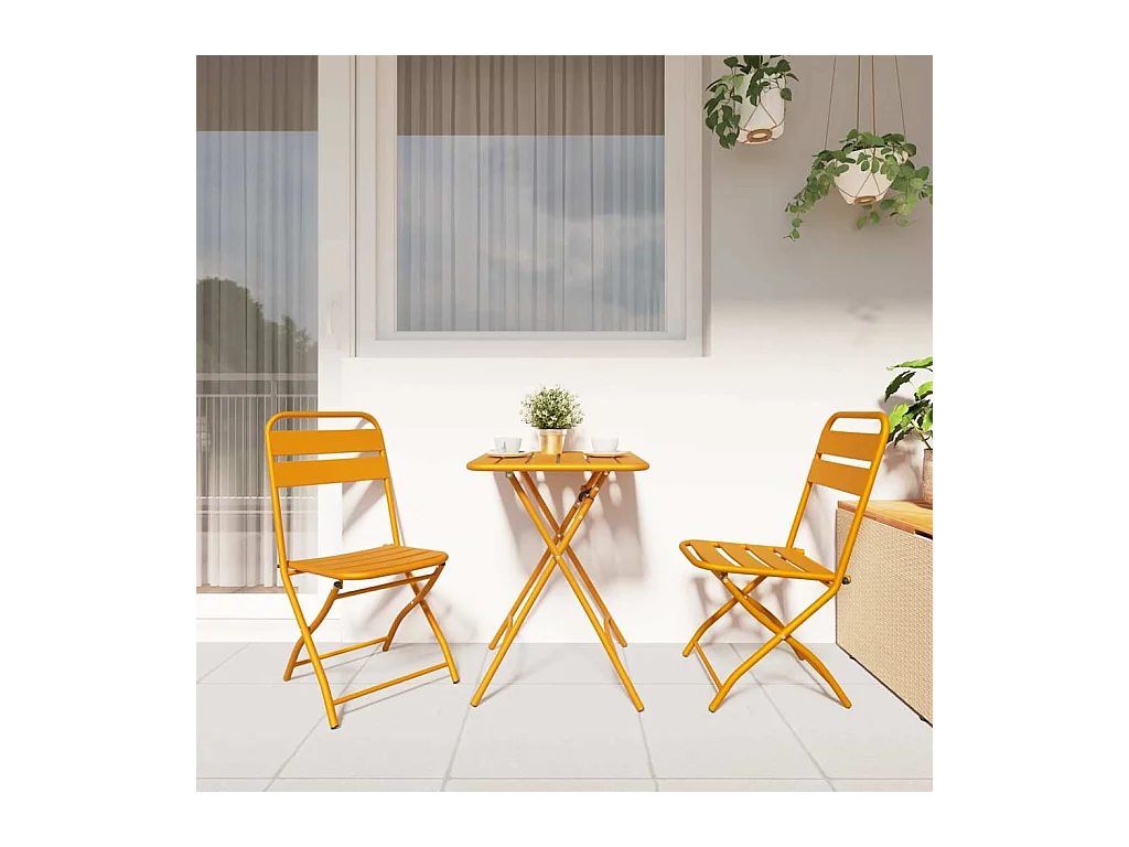 Silla de jardín plegable 2 piezas Mostaza 55 x 56,5 x 91 cm Acero