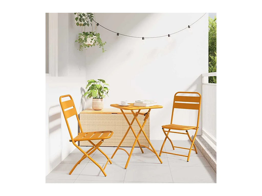 Chaise de jardin pliante 2 pcs Moutarde 55 x 56,5 x 91cm Acier