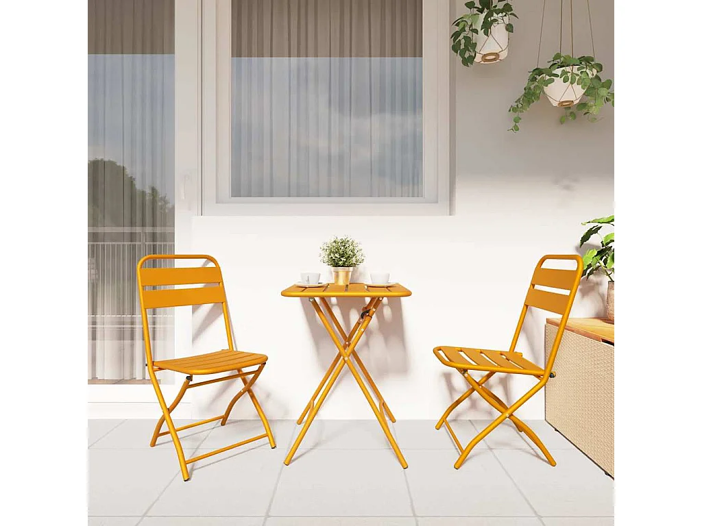 Chaise de jardin pliante 2 pcs Moutarde 55 x 56,5 x 91cm Acier