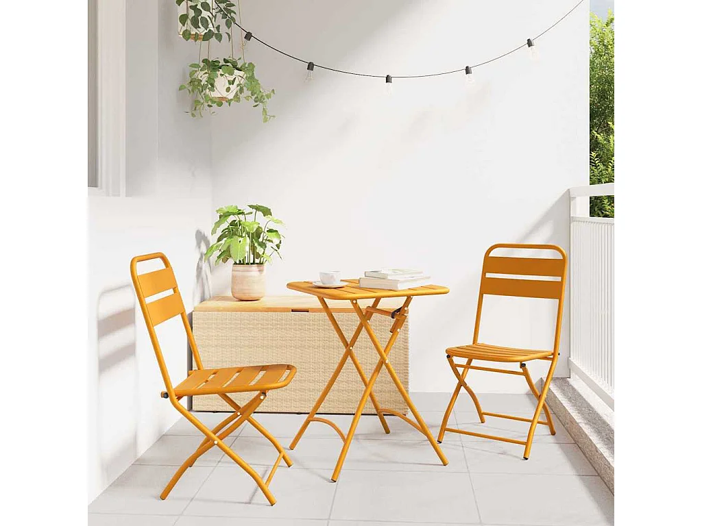 Chaise de jardin pliante 2 pcs Moutarde 55 x 56,5 x 91cm Acier