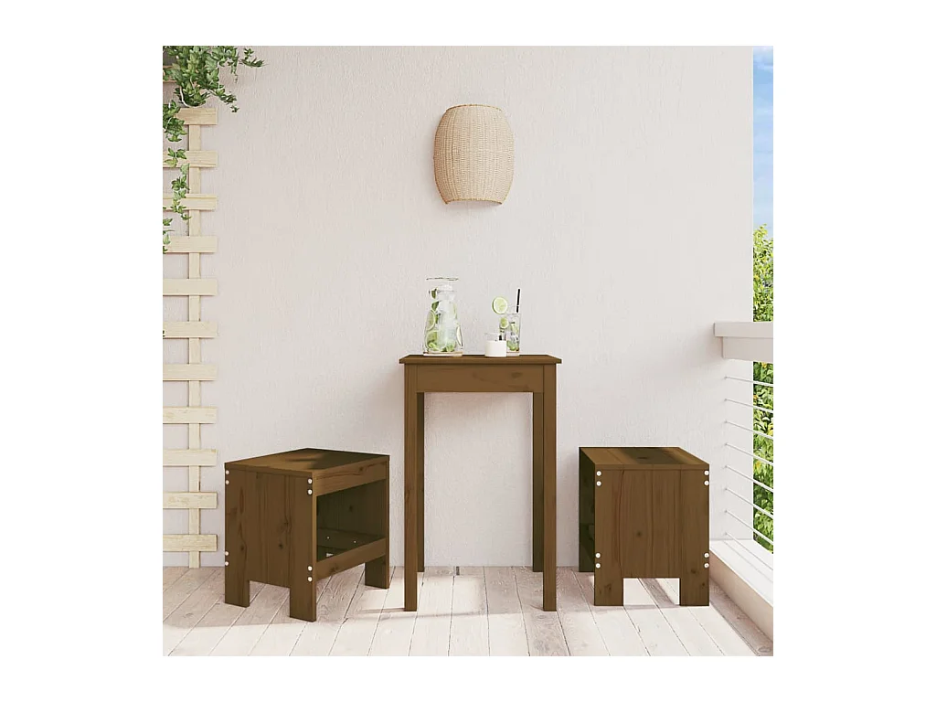 Tabourets de jardin lot de 2 marron miel 40x36x45 cm pin massif