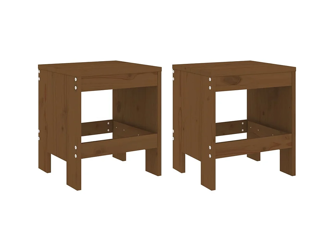 Tabourets de jardin lot de 2 marron miel 40x36x45 cm pin massif
