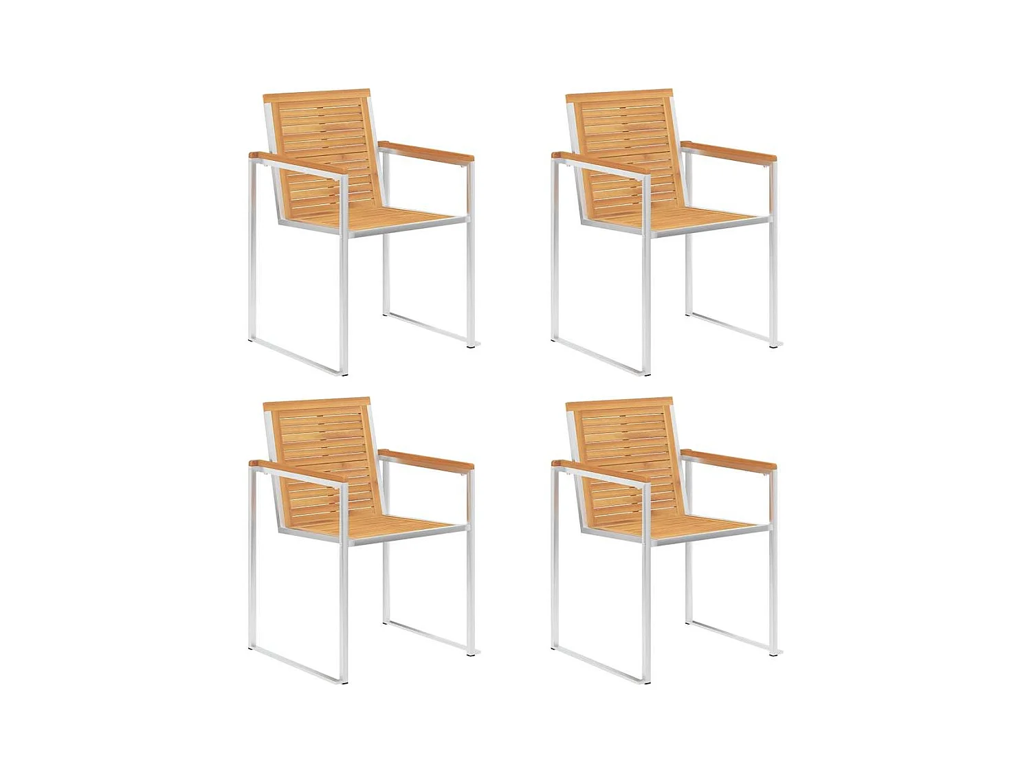 Chaises de jardin lot de 4 avec coussins Bois de teck massif