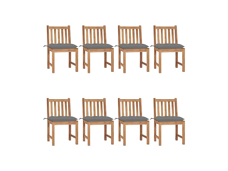 Tuinstoelenset van 8 met kussens Massief teakhout