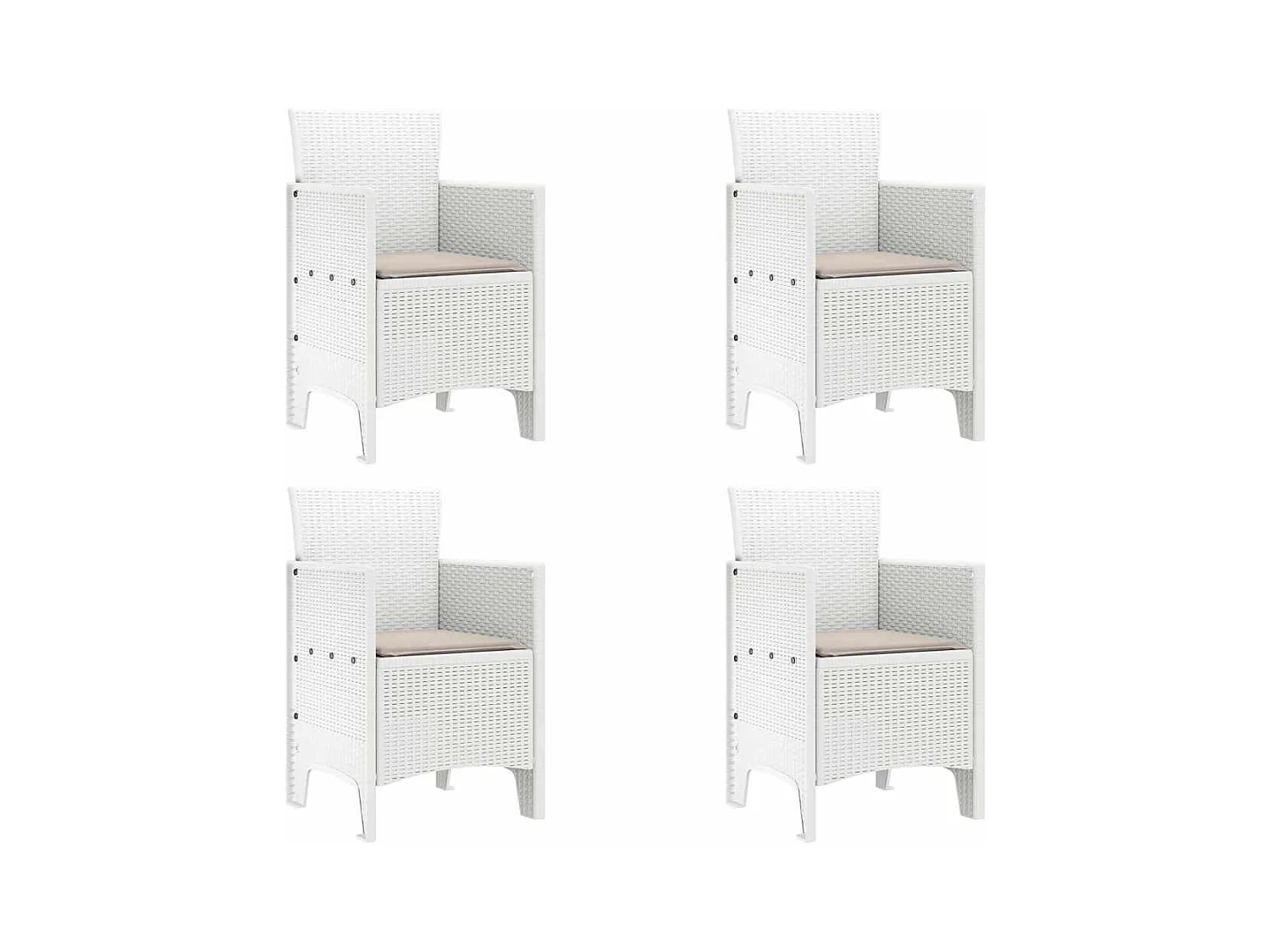 Tuinstoel 4 stuks Wit 53 x 49 x 85 cm PP