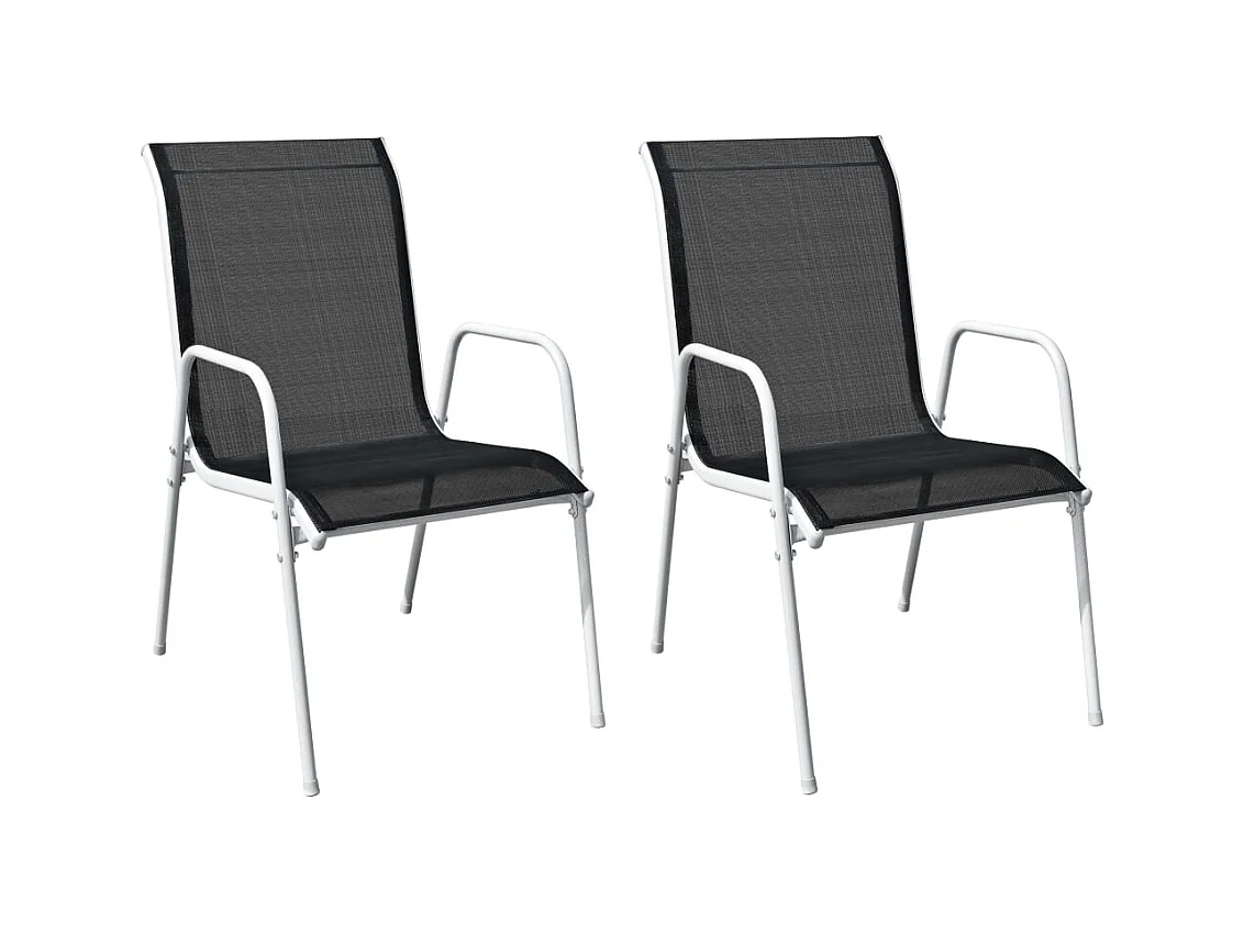 Chaises empilables de jardin lot de 2 Acier et textilène Noir