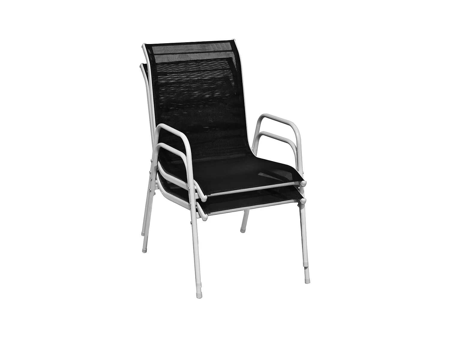 Chaises empilables de jardin lot de 2 Acier et textilène Noir