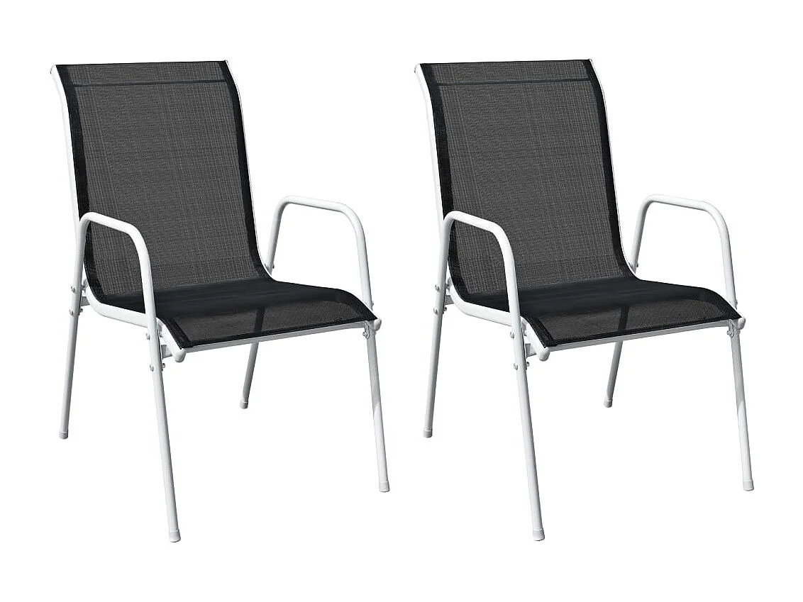 Chaises empilables de jardin lot de 2 Acier et textilène Noir