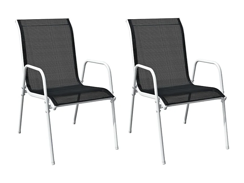 Chaises empilables de jardin lot de 2 Acier et textilène Noir