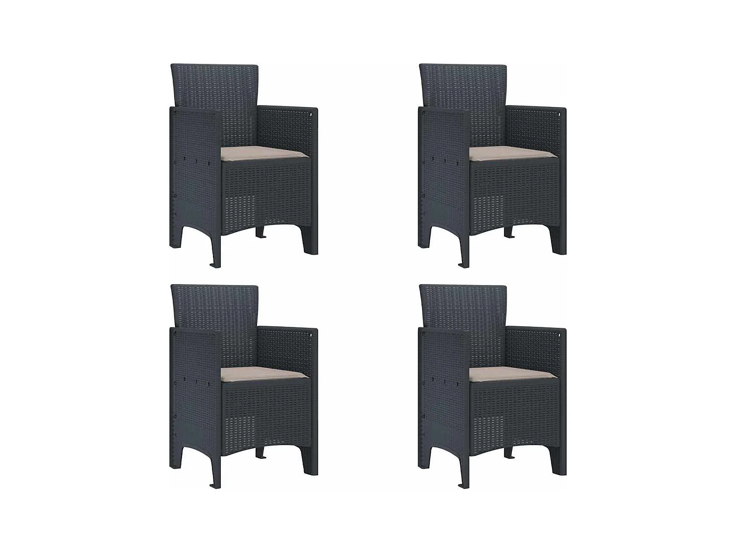 Silla de jardín 4 piezas Antracita 53 x 49 x 85 cm PP