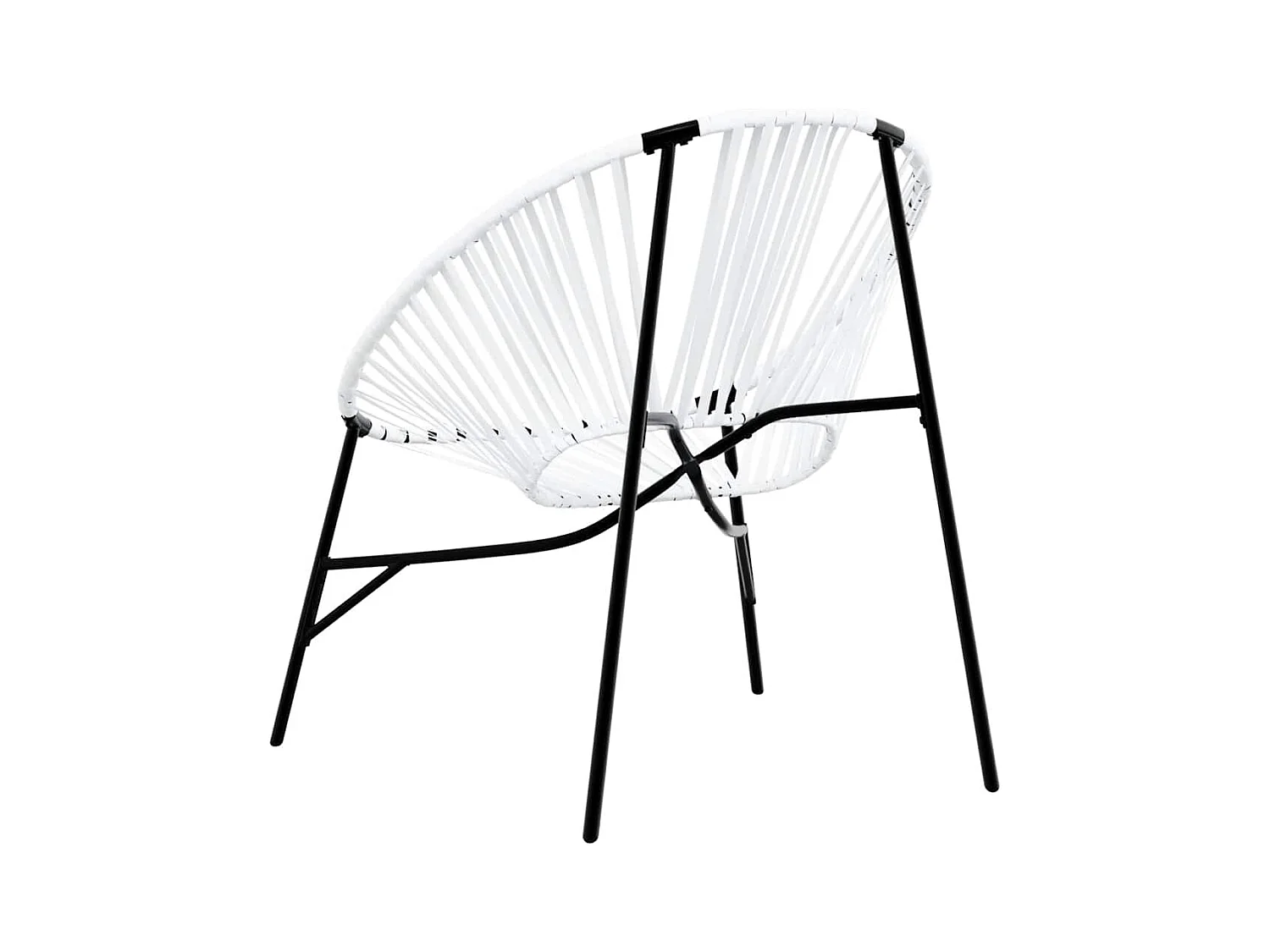 Lot de 3 Chaise de jardin noir et blanc résine tressée