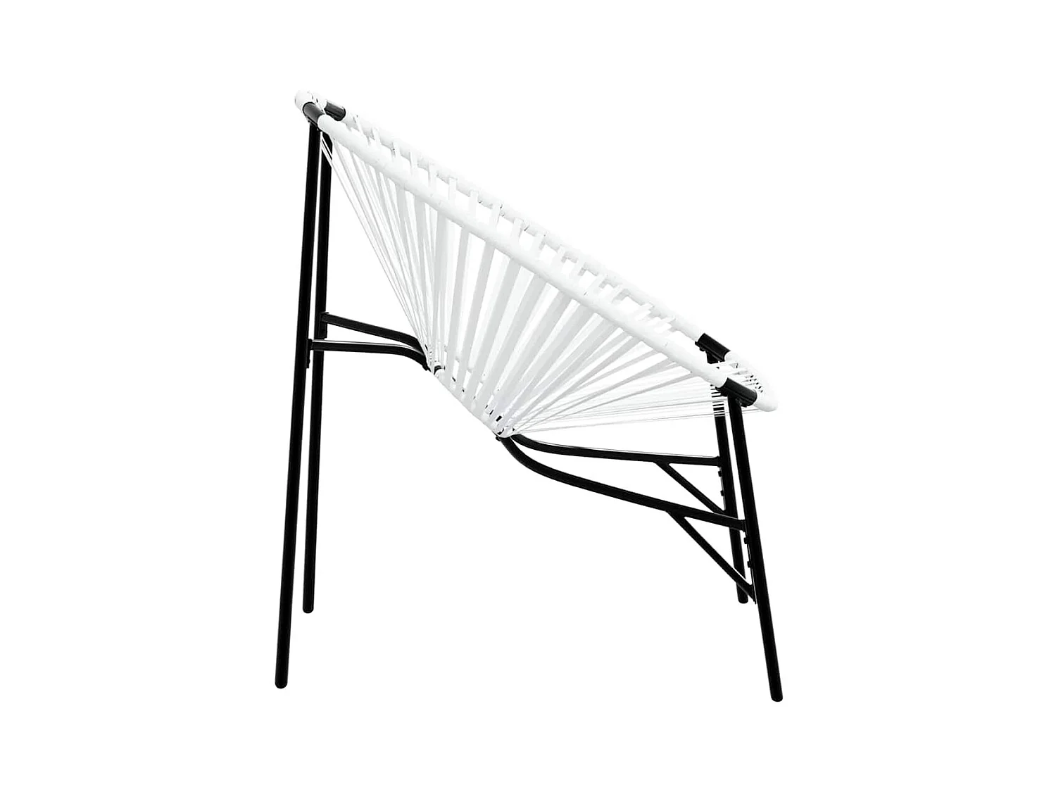 Set van 3 zwart-witte gevlochten hars tuinstoelen