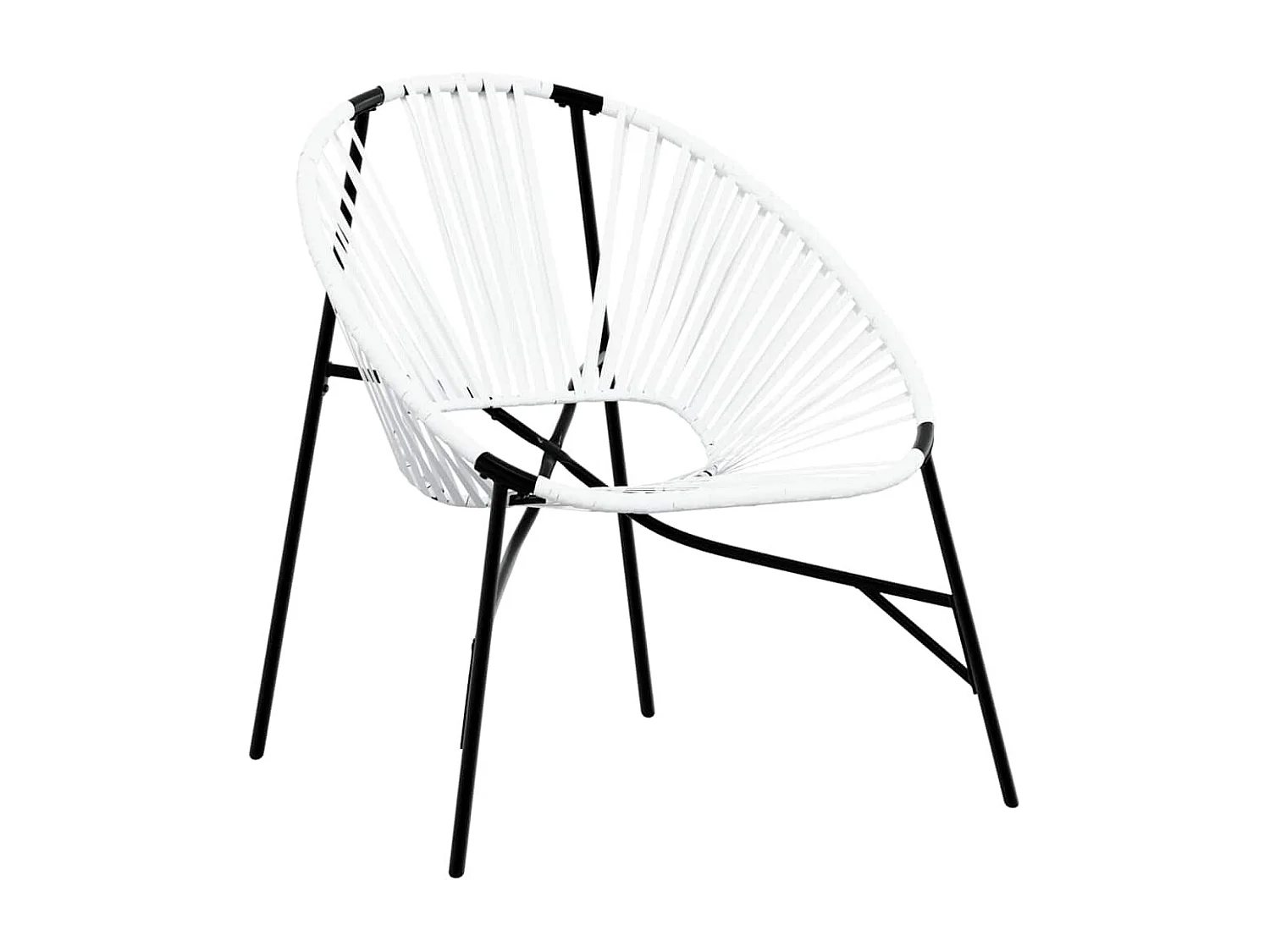 Set van 3 zwart-witte gevlochten hars tuinstoelen