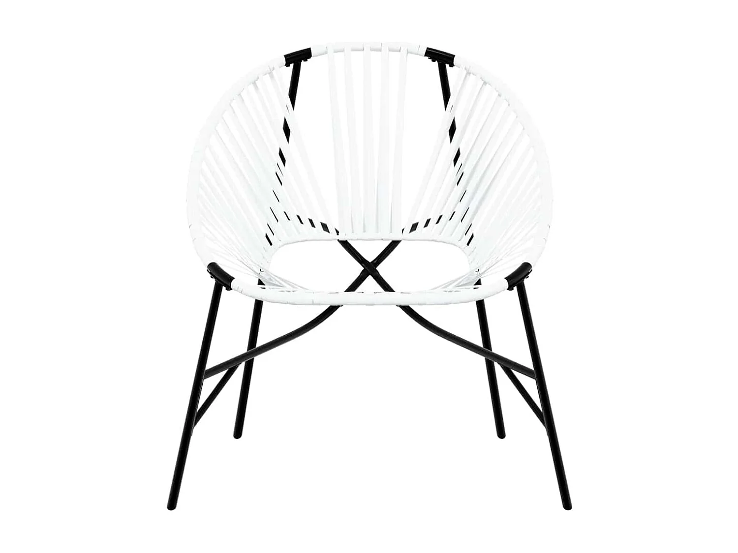 Set van 3 zwart-witte gevlochten hars tuinstoelen