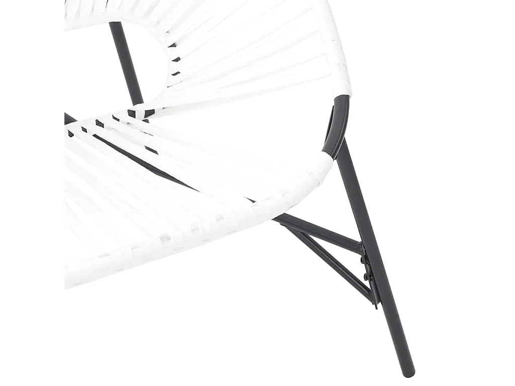 Set van 3 zwart-witte gevlochten hars tuinstoelen