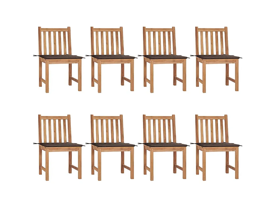 Set di 8 sedie da giardino con cuscini in legno massello di teak