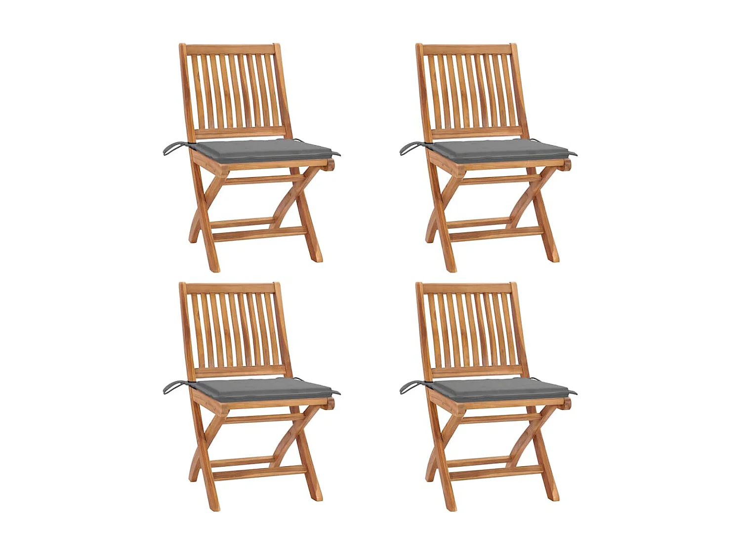 Chaises pliables de jardin avec coussins lot de 4 Teck solide