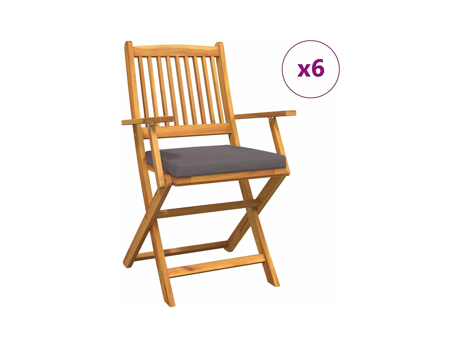 Vouwstoel 6 stuks Grijs 49 x 57,5 x 92 cm Massief acaciahout