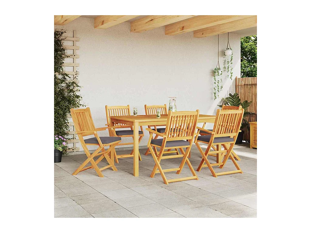 Vouwstoel 6 stuks Grijs 49 x 57,5 x 92 cm Massief acaciahout