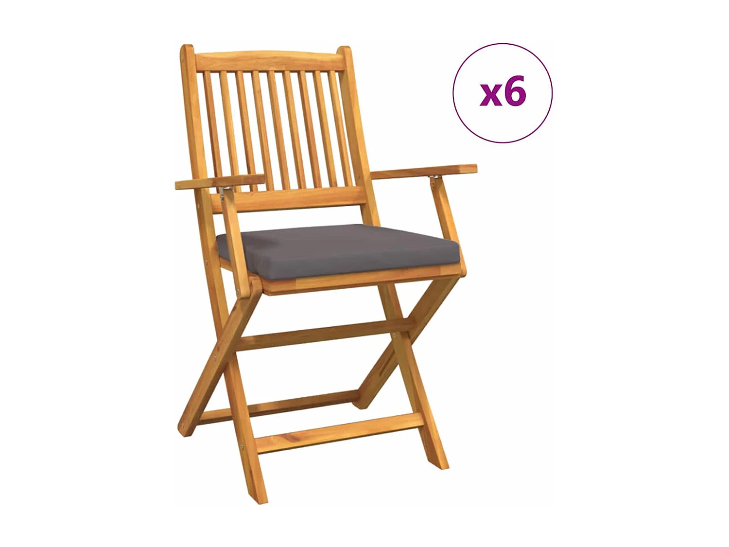Vouwstoel 6 stuks Grijs 49 x 57,5 x 92 cm Massief acaciahout
