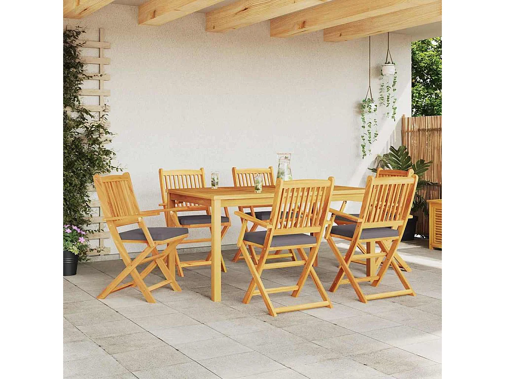 Vouwstoel 6 stuks Grijs 49 x 57,5 x 92 cm Massief acaciahout