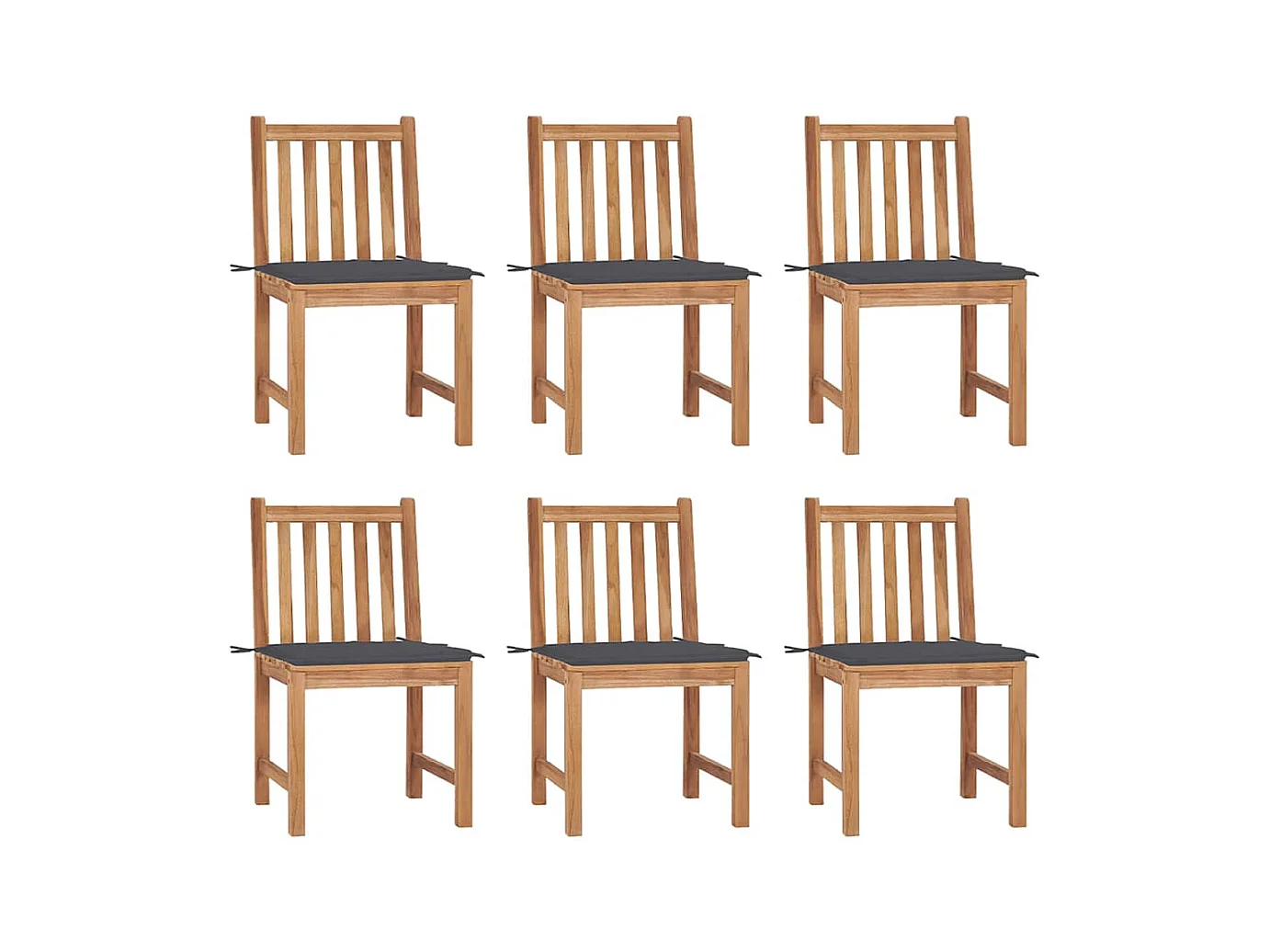 Set di 6 sedie da giardino con cuscini in legno massello di teak