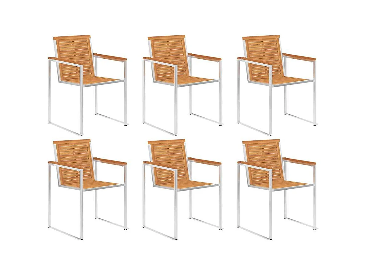Chaises de jardin lot de 6 avec coussins Bois d'acacia solide