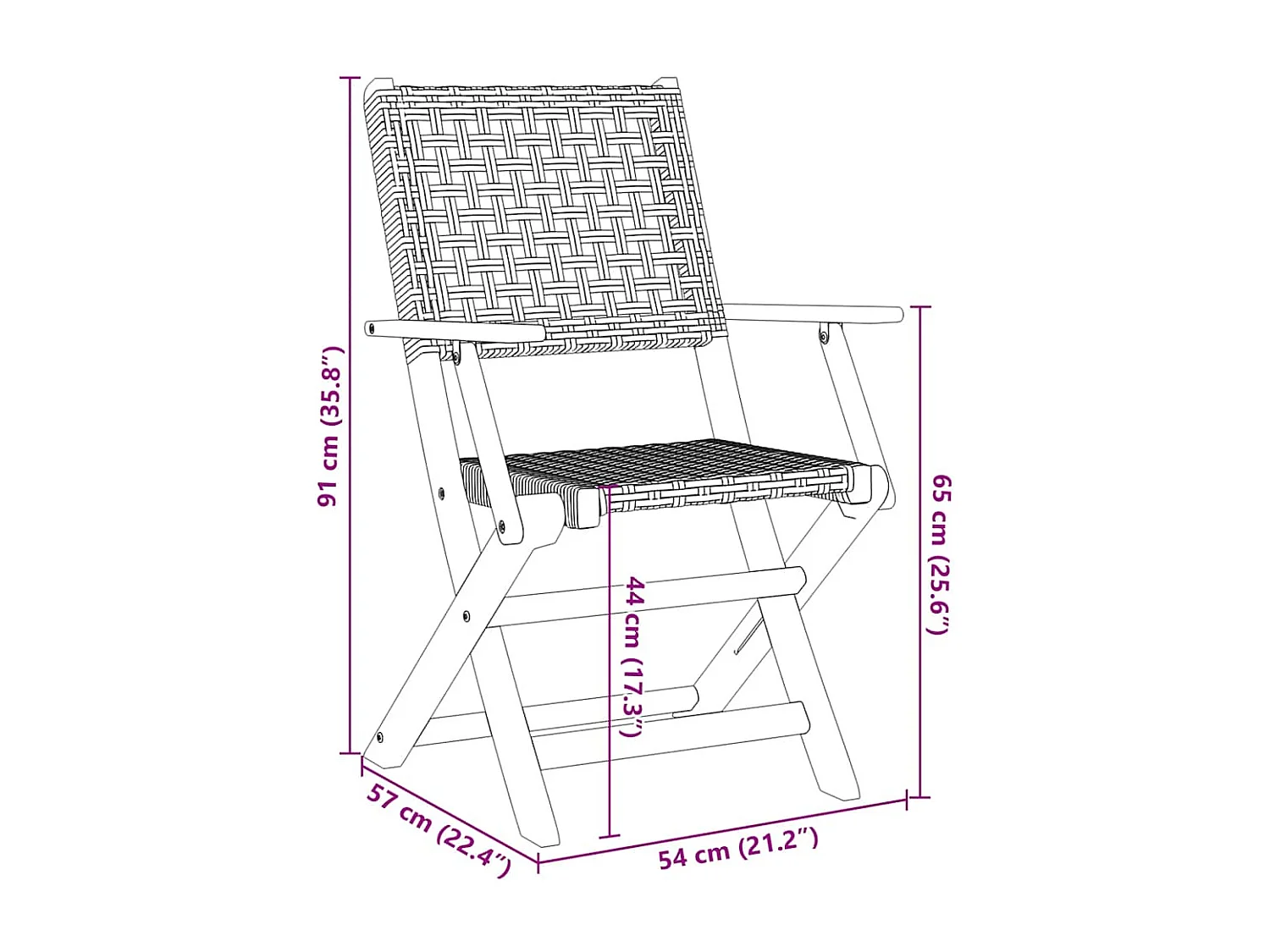 Chaises de jardin pliantes lot de 8 gris poly rotin bois massif