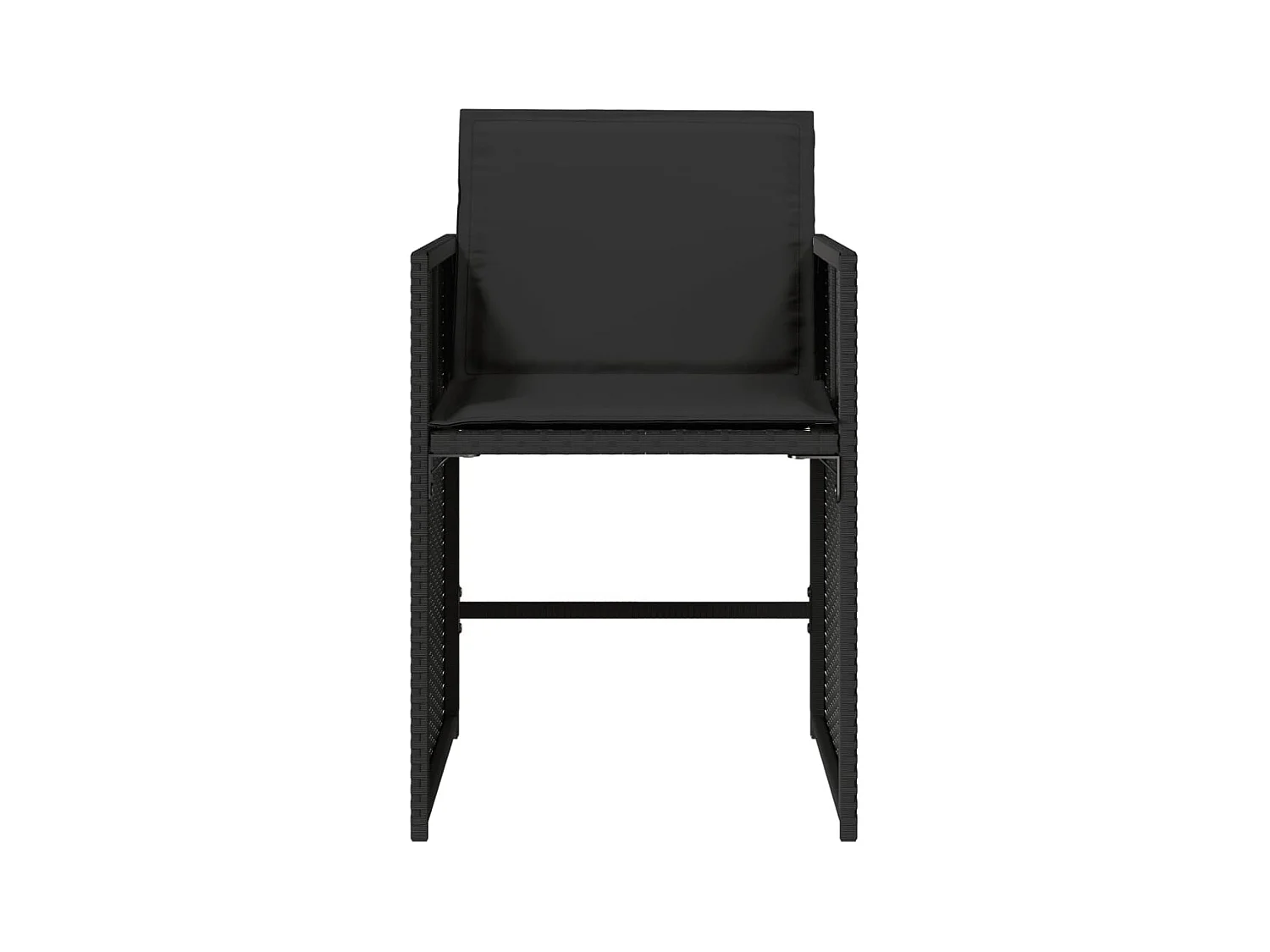 Conjunto de 4 sillas de jardín con cojines de mimbre negro