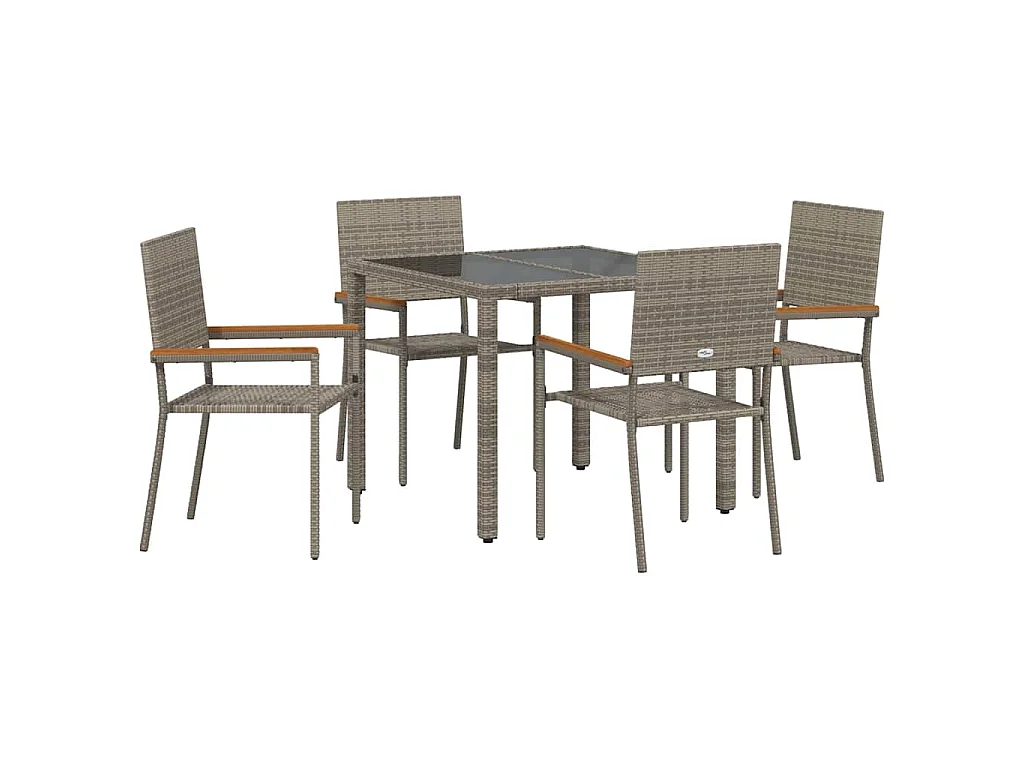 Set da pranzo da giardino 5 pezzi, grigio