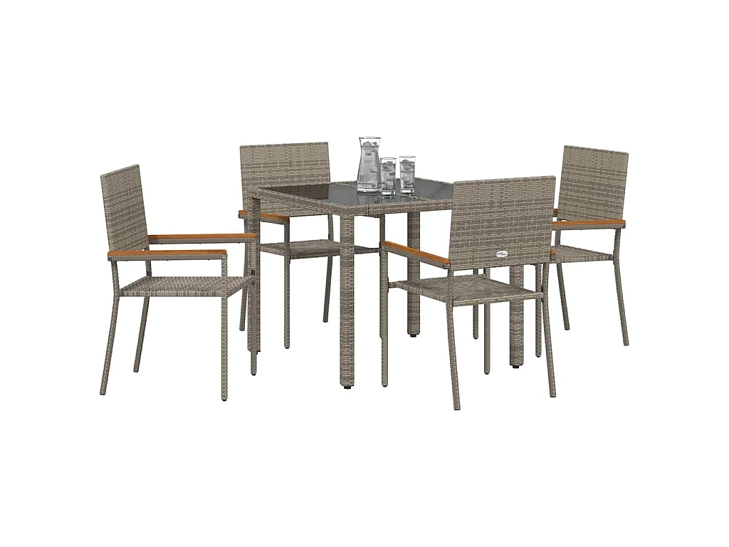 Set da pranzo da giardino 5 pezzi, grigio