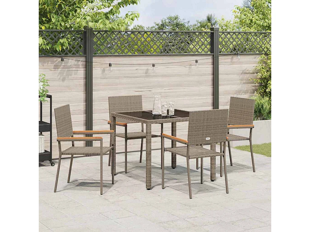 Set da pranzo da giardino 5 pezzi, grigio