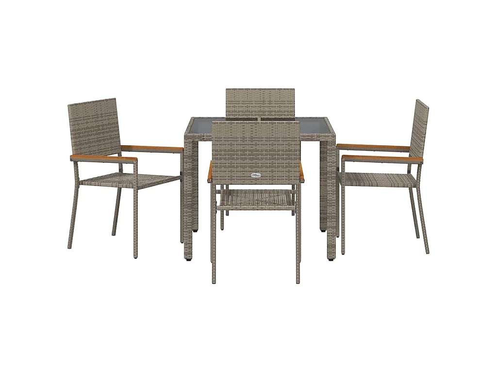 Set da pranzo da giardino 5 pezzi, grigio