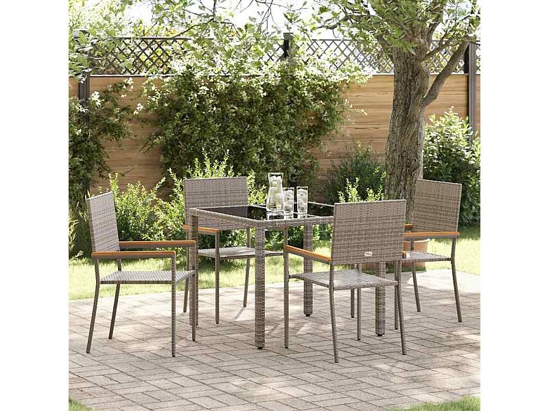 Ensemble de salle à manger pour jardin 5 pcs Gris