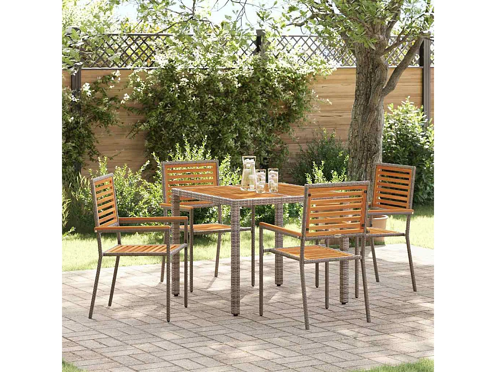 Set da pranzo da giardino 5 pezzi, grigio