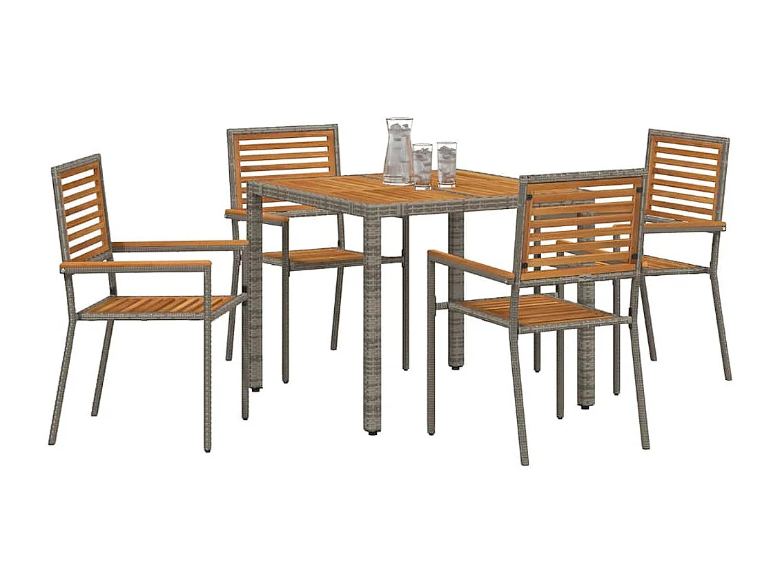 Set da pranzo da giardino 5 pezzi, grigio