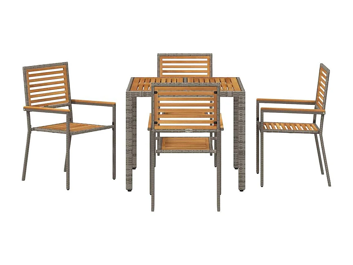 Set da pranzo da giardino 5 pezzi, grigio