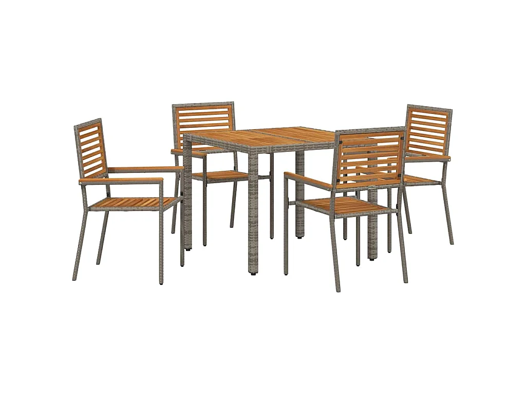 Juego de comedor de jardín de 5 piezas, gris