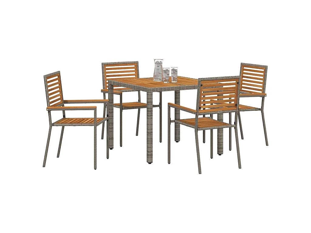 Juego de comedor de jardín de 5 piezas, gris