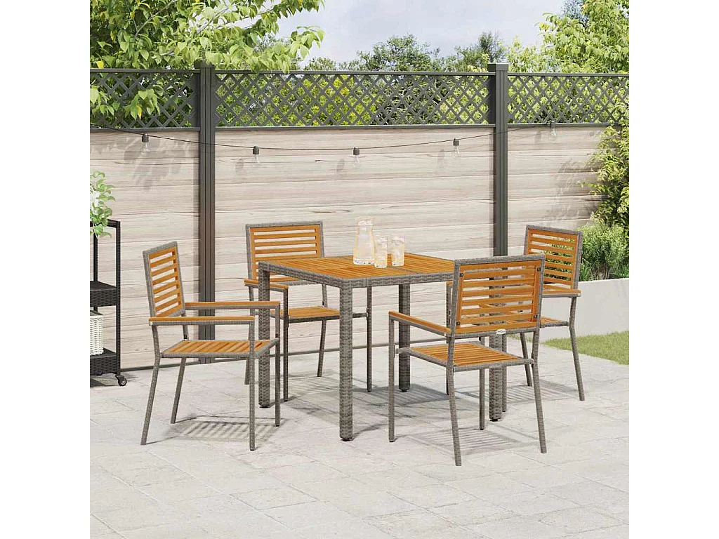 Juego de comedor de jardín de 5 piezas, gris