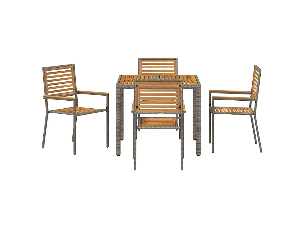 Juego de comedor de jardín de 5 piezas, gris