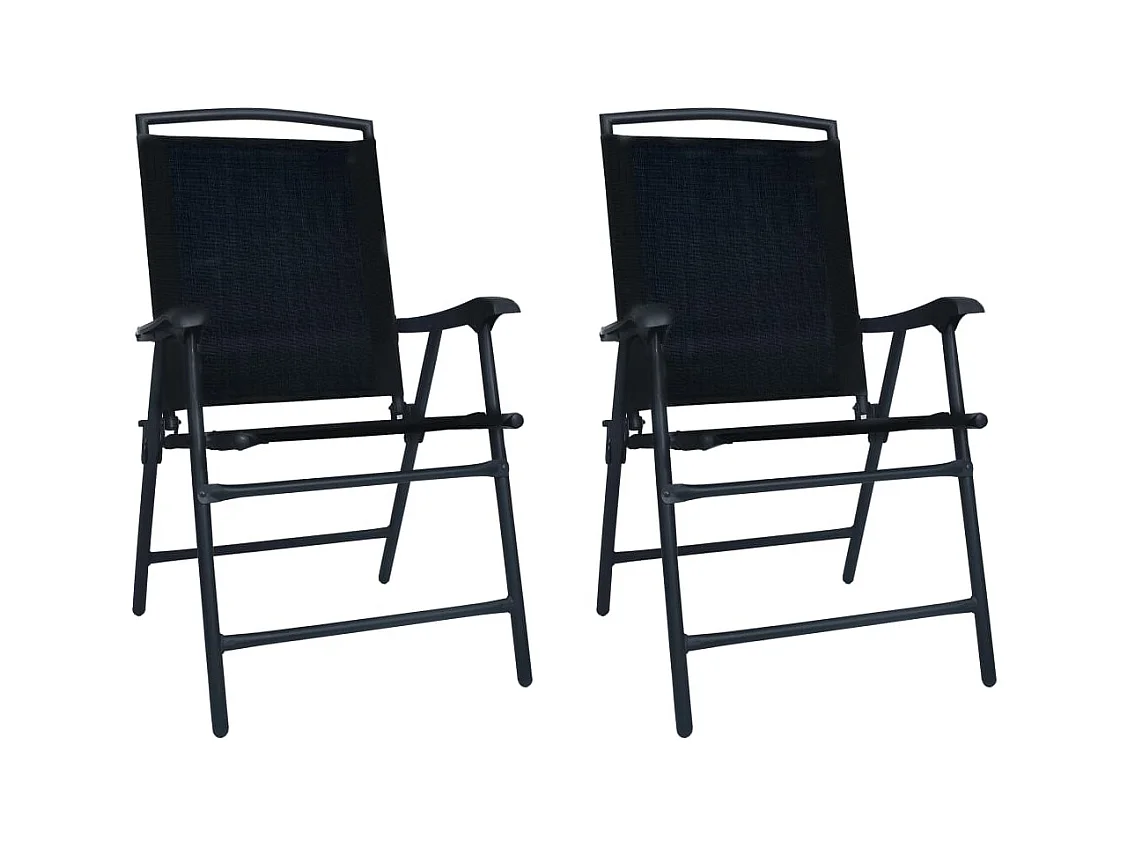 Set di 2 sedie da giardino pieghevoli in textilene nero