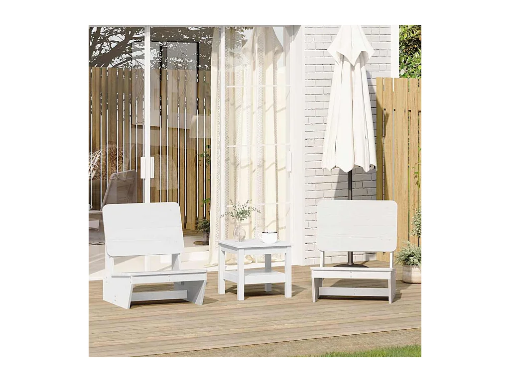 Chaises de jardin lot de 2 blanc 60x64x70,5 cm bois massif pin