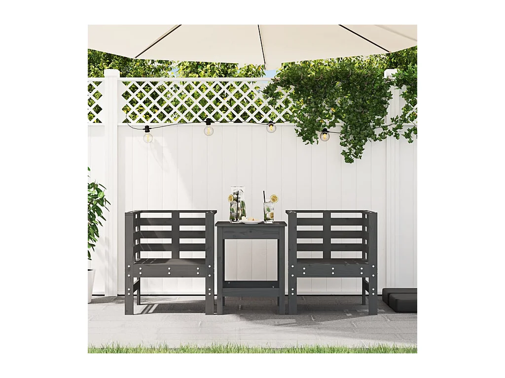 Chaises de jardin lot de 2 gris 61,5x53x71cm bois de pin massif