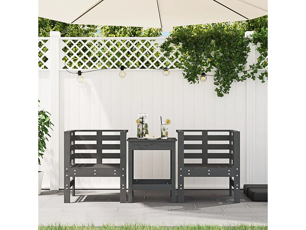 Chaises de jardin lot de 2 gris 61,5x53x71cm bois de pin massif