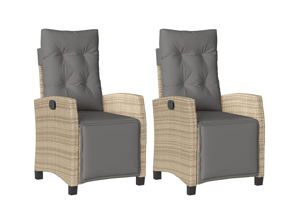 Chaises inclinables de jardin lot de 2 avec repose-pied rotin