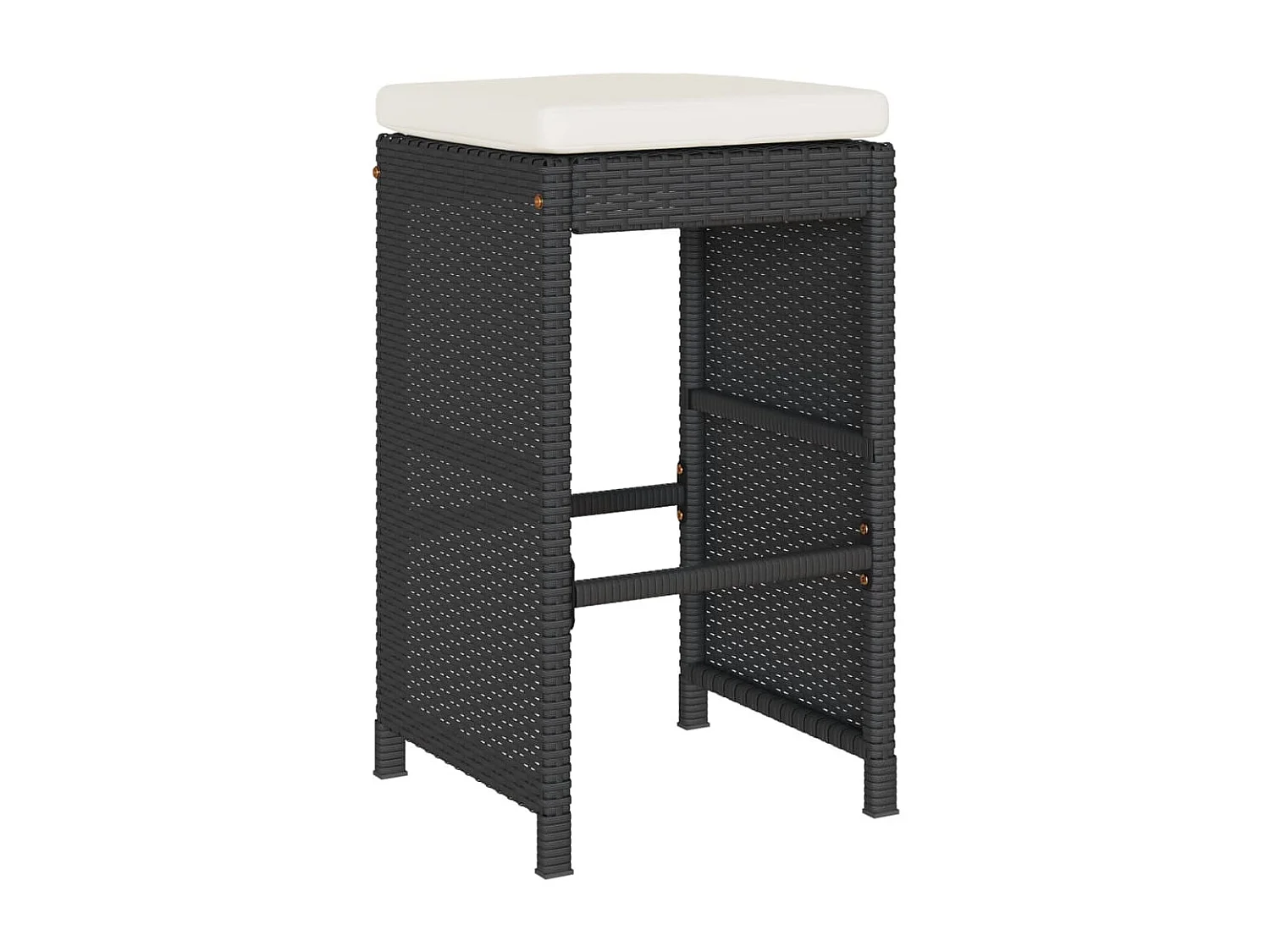 Set di 4 sgabelli da bar e cuscini da giardino in resina intrecciata