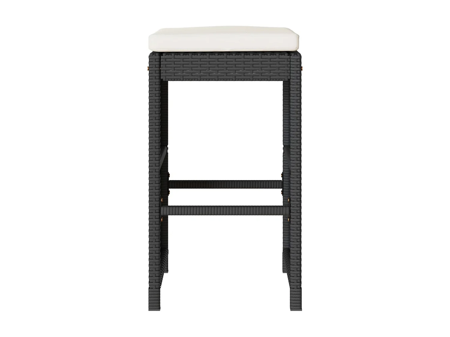 Set di 4 sgabelli da bar e cuscini da giardino in resina intrecciata