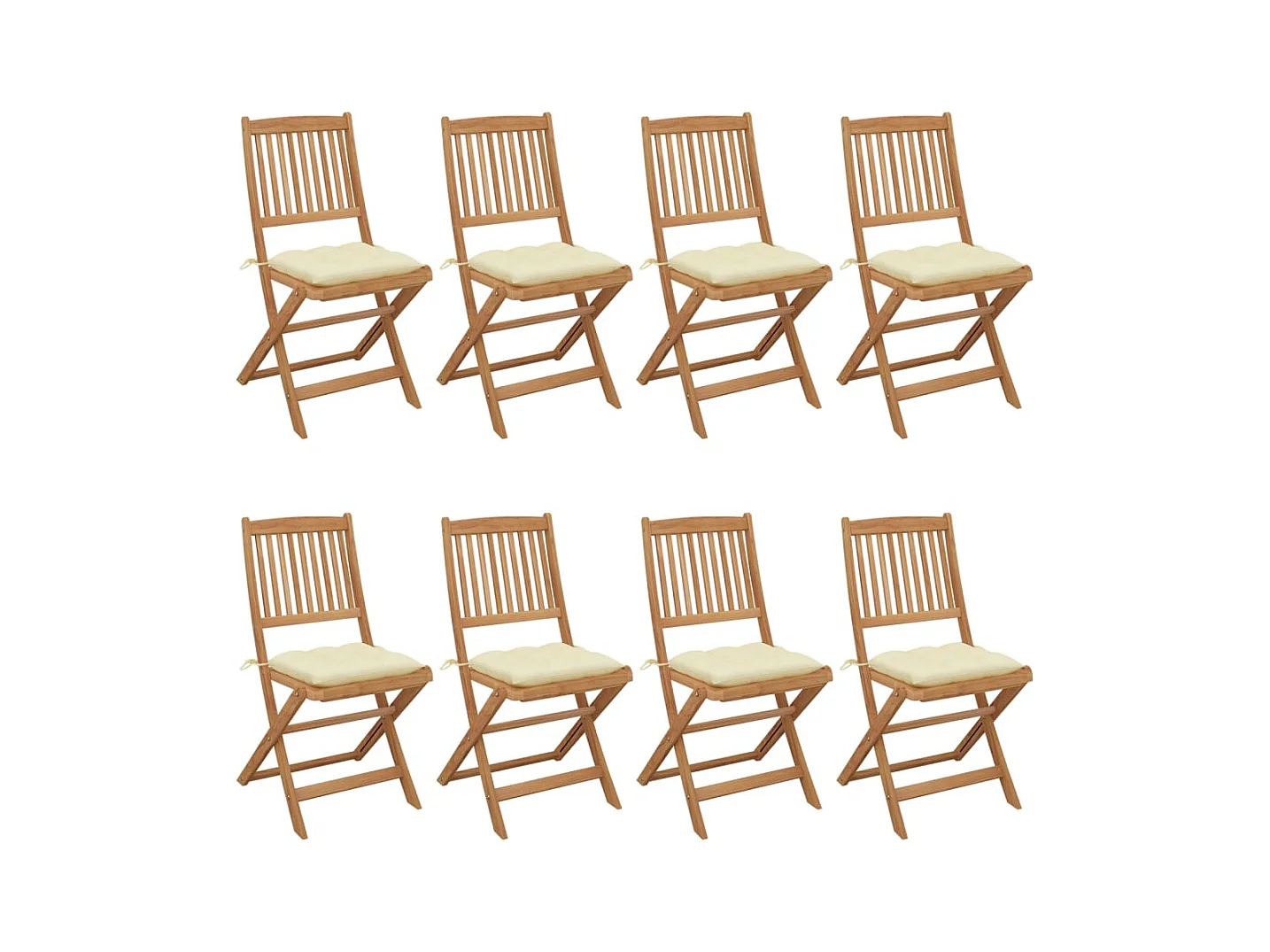 Chaises pliables de jardin lot de 8 avec coussins Bois d'acacia