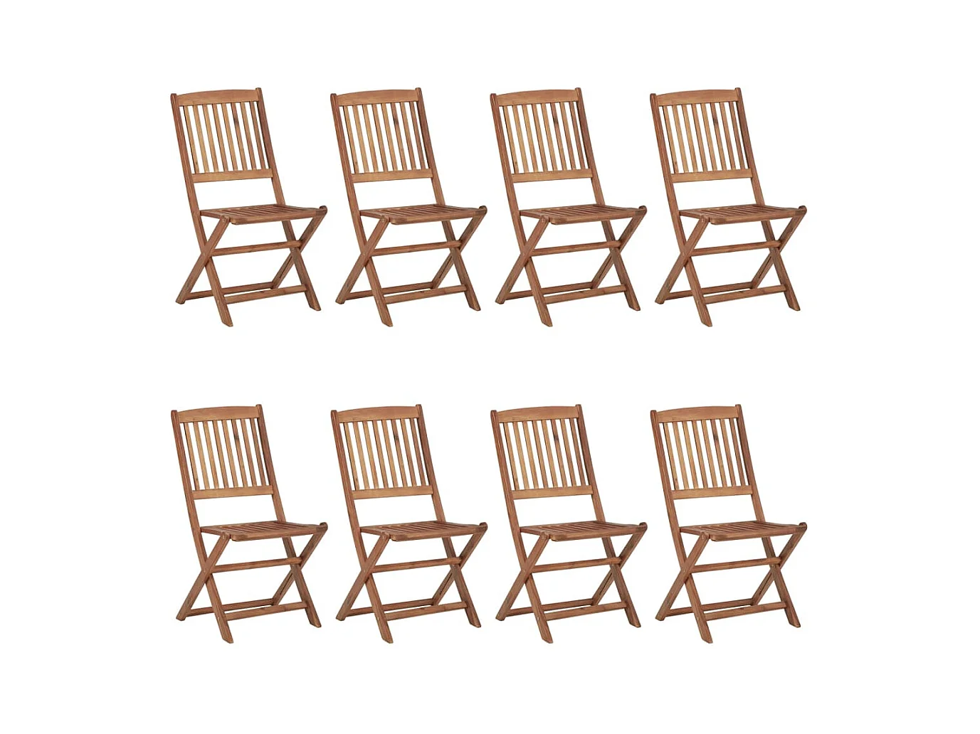 Set van 8 opvouwbare tuinstoelen met kussens Acaciahout
